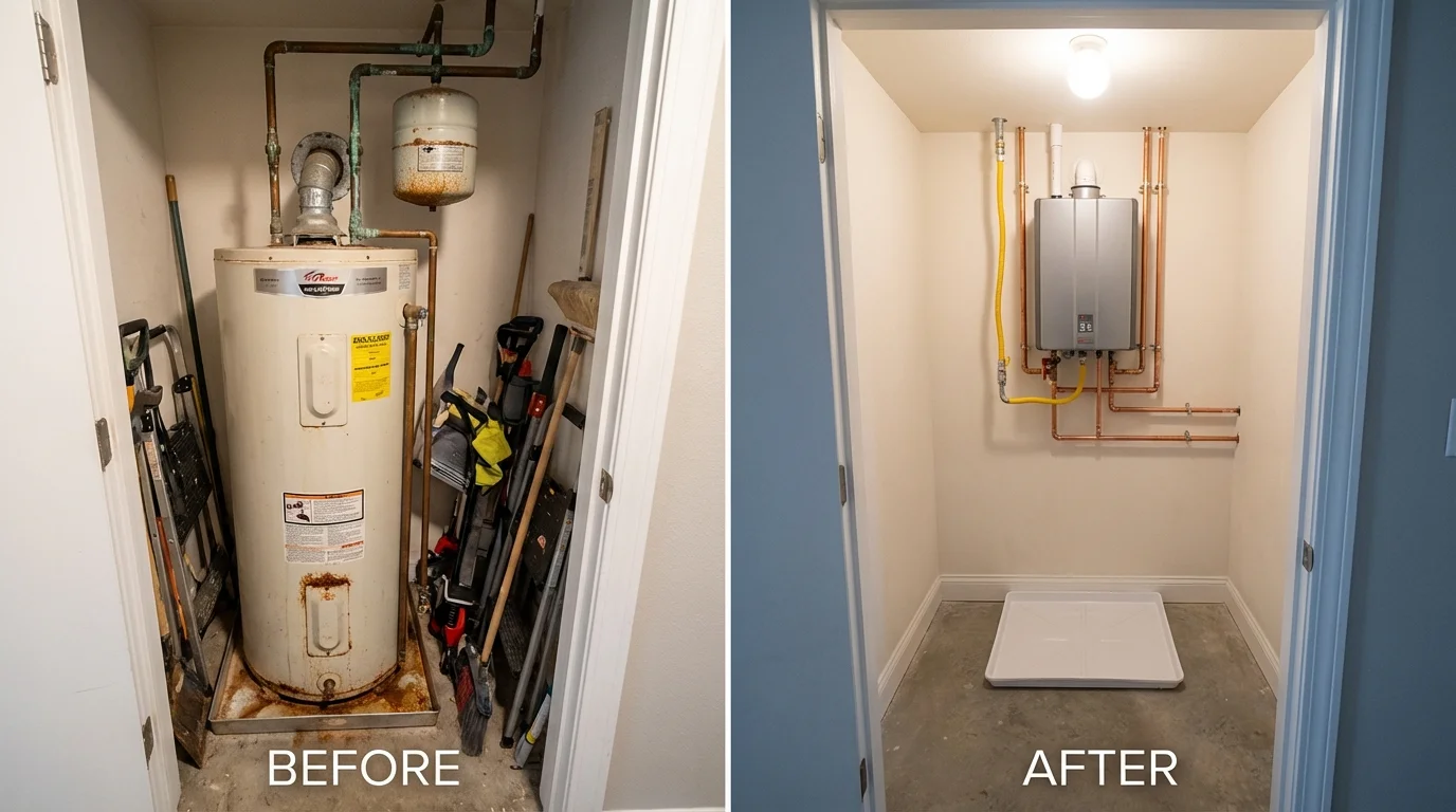 Tank water heater versus wall-mounted tankless unit comparison for Cleveland, AL homeowners